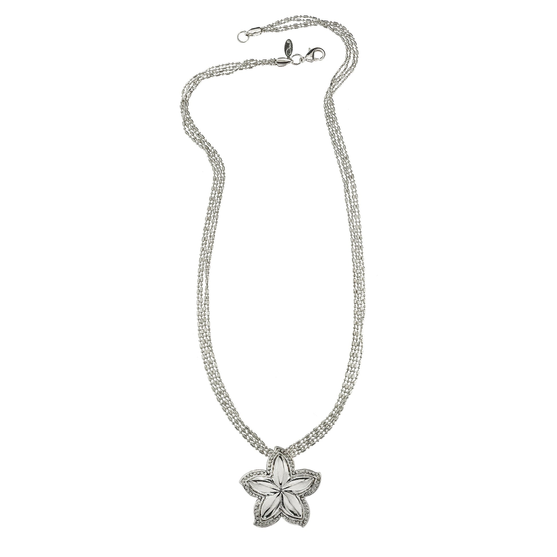 Vintage Oscar De La Renta 24 Inch White Gold Silver Tone Star Pendant Necklace #OSN-630-W - Limited Stock - Never Worn