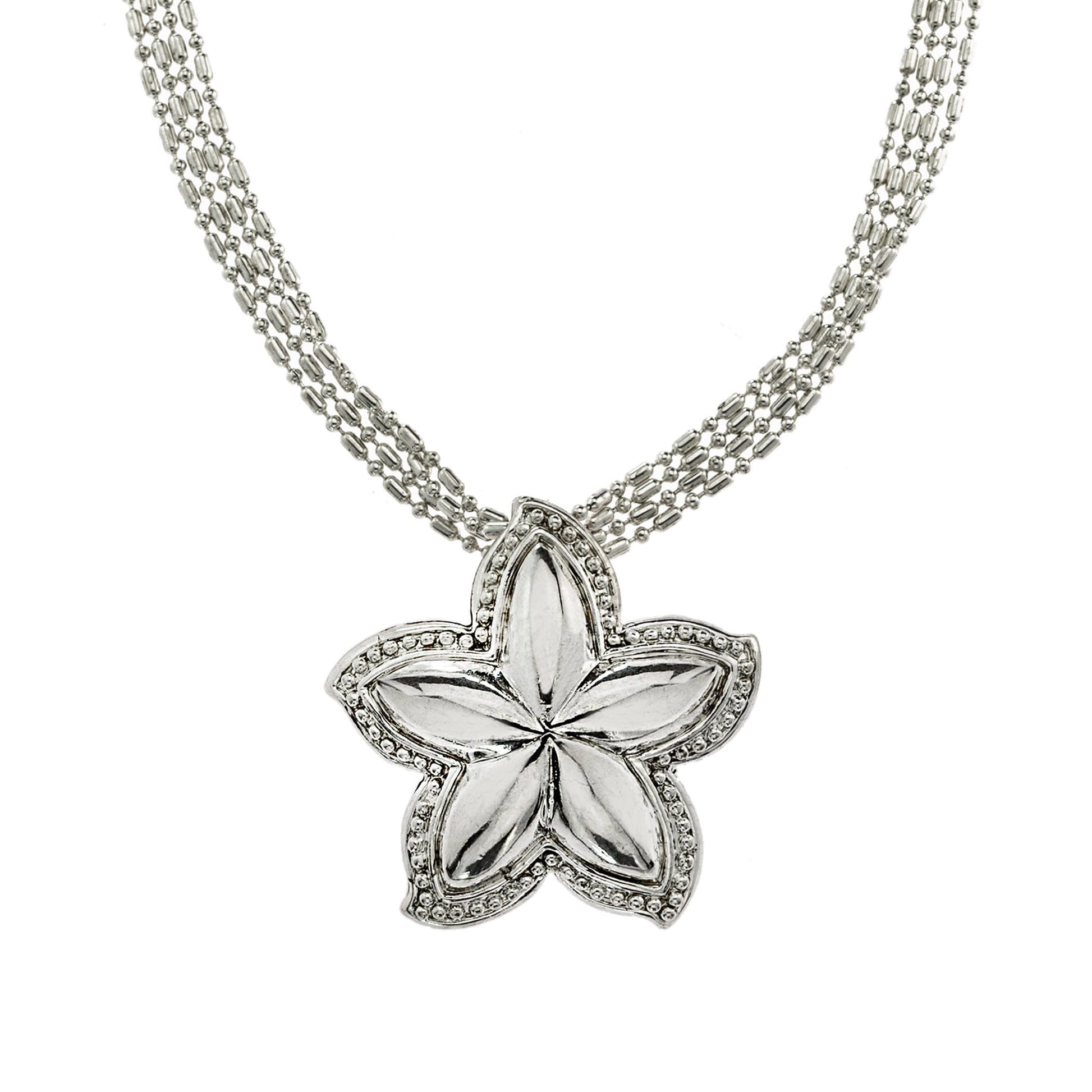 Vintage Oscar De La Renta 24 Inch White Gold Silver Tone Star Pendant Necklace #OSN-630-W - Limited Stock - Never Worn