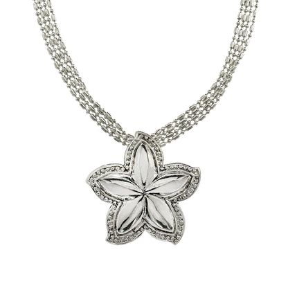 Vintage Oscar De La Renta 24 Inch White Gold Silver Tone Star Pendant Necklace #OSN-630-W - Limited Stock - Never Worn