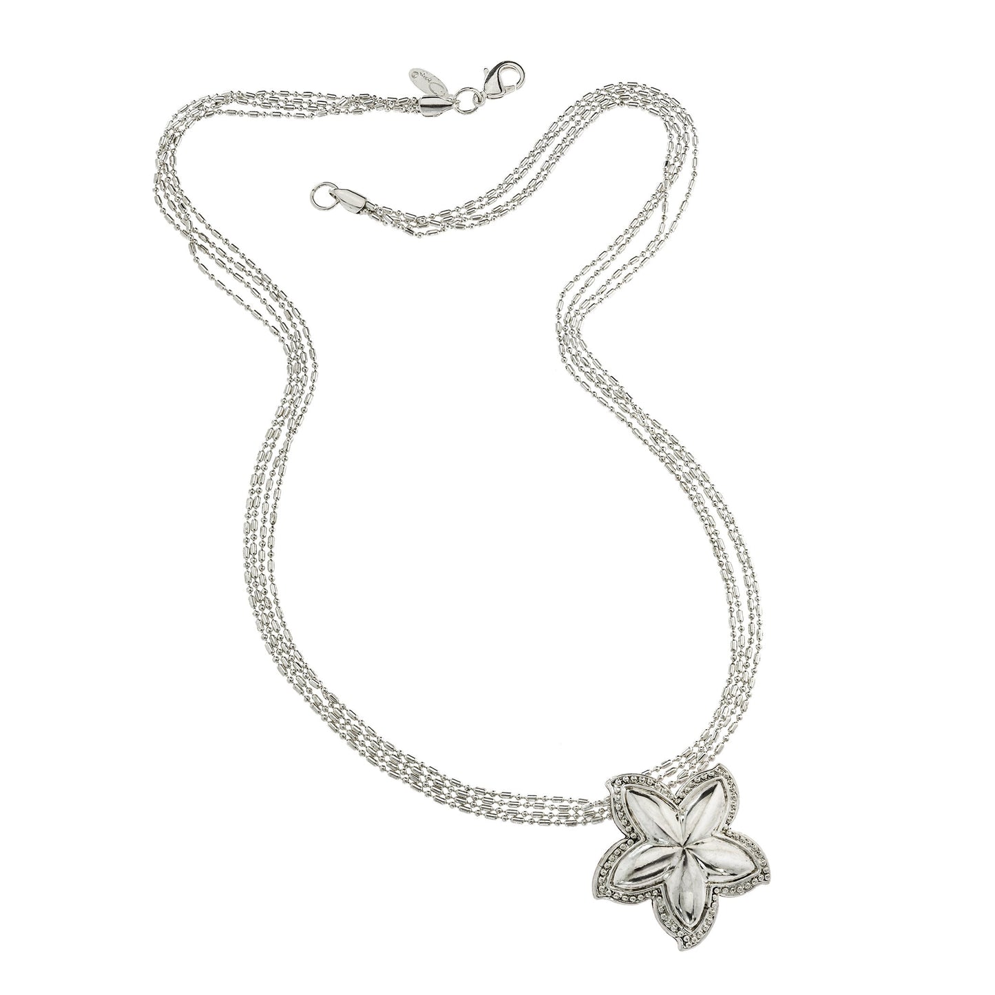 Vintage Oscar De La Renta 24 Inch White Gold Silver Tone Star Pendant Necklace #OSN-630-W - Limited Stock - Never Worn