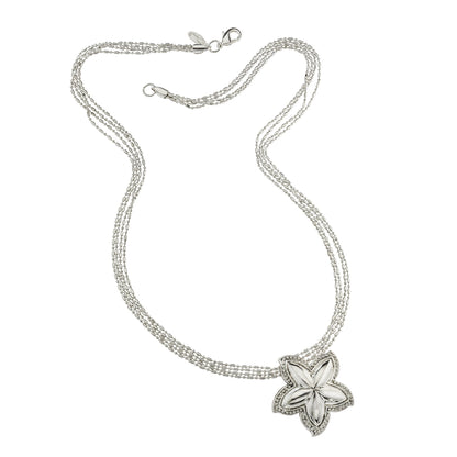 Vintage Oscar De La Renta 24 Inch White Gold Silver Tone Star Pendant Necklace #OSN-630-W - Limited Stock - Never Worn