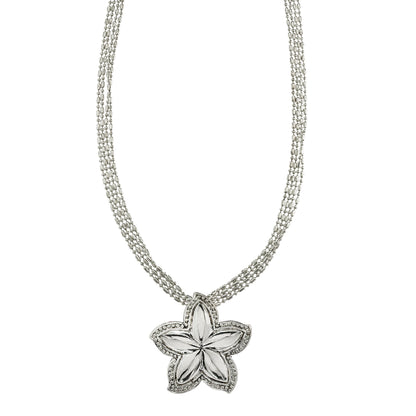 Vintage Oscar De La Renta 24 Inch White Gold Silver Tone Star Pendant Necklace #OSN-630-W - Limited Stock - Never Worn