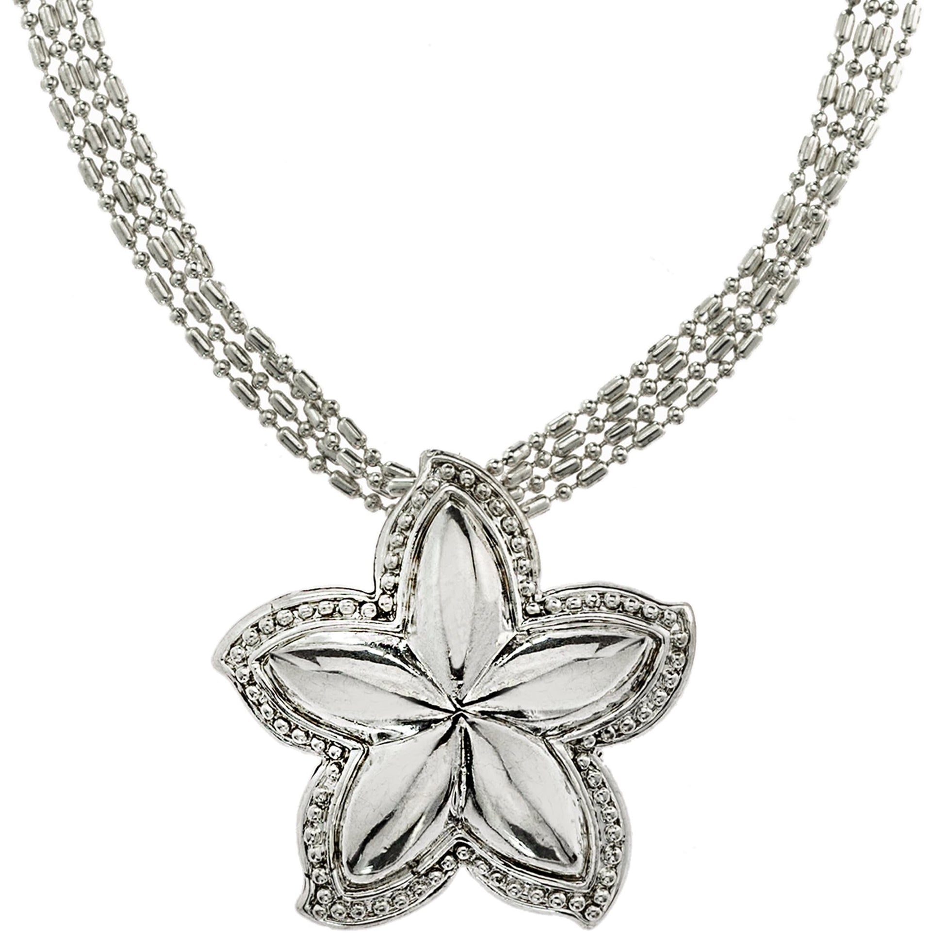 Vintage Oscar De La Renta 24 Inch White Gold Silver Tone Star Pendant Necklace #OSN-630-W - Limited Stock - Never Worn