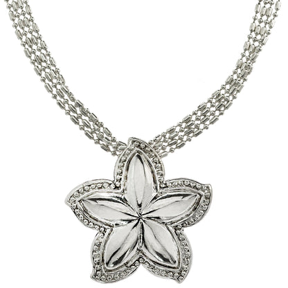 Vintage Oscar De La Renta 24 Inch White Gold Silver Tone Star Pendant Necklace #OSN-630-W - Limited Stock - Never Worn