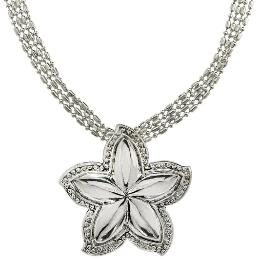 Vintage Oscar De La Renta 24 Inch White Gold Silver Tone Star Pendant Necklace #OSN-630-W - Limited Stock - Never Worn