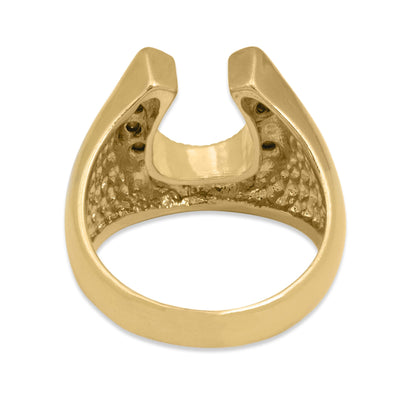 Men's Vintage Ring Equestrian Ring Horseshoe with Austrian Crystals Handcrafted 18k Gold Men Antique Jewelry R6005