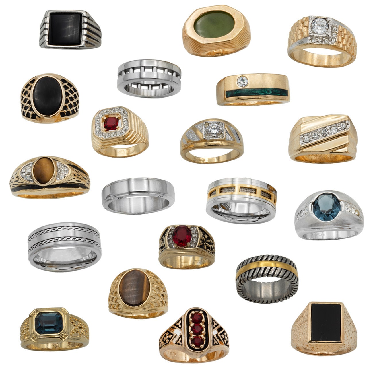 FIVE FOR ONE - Surprise Mix of 5 Vintage Ring Antique Rings Stack For Men - Made in America Menset-5
