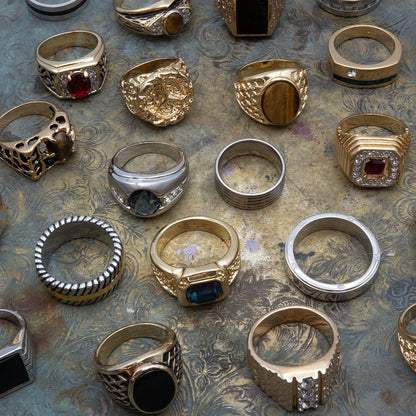 FIVE FOR ONE - Surprise Mix of 5 Vintage Ring Antique Rings Stack For Men - Made in America Menset-5