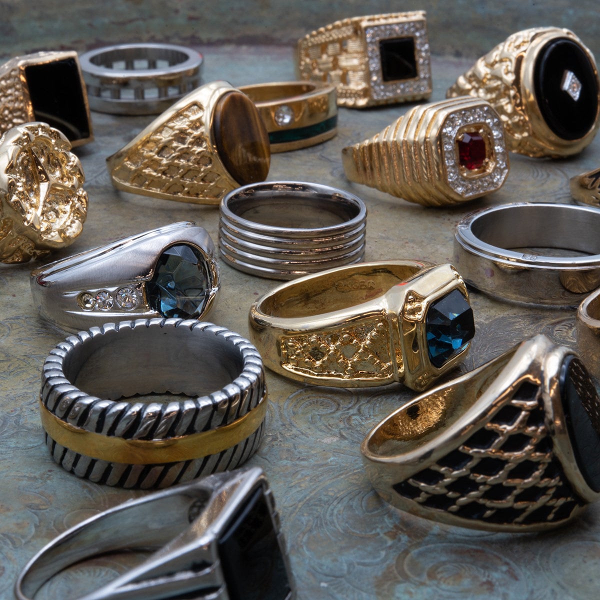 FIVE FOR ONE - Surprise Mix of 5 Vintage Ring Antique Rings Stack For Men - Made in America Menset-5