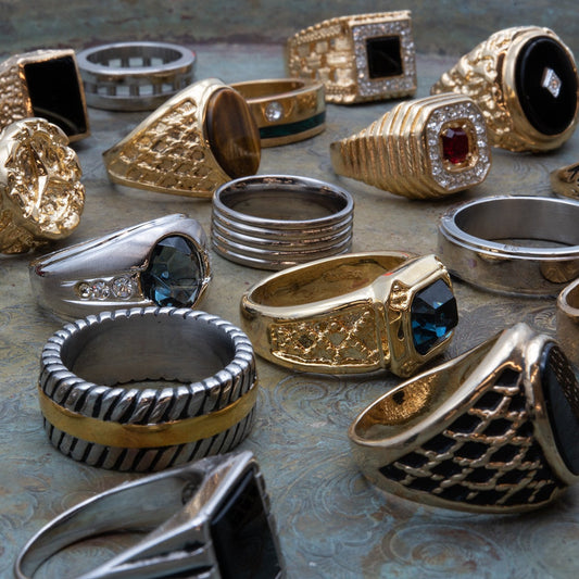 FIVE FOR ONE - Surprise Mix of 5 Vintage Ring Antique Rings Stack For Men - Made in America Menset-5