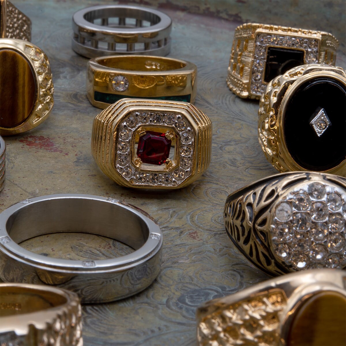 FIVE FOR ONE - Surprise Mix of 5 Vintage Ring Antique Rings Stack For Men - Made in America Menset-5