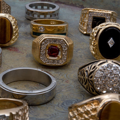 FIVE FOR ONE - Surprise Mix of 5 Vintage Ring Antique Rings Stack For Men - Made in America Menset-5