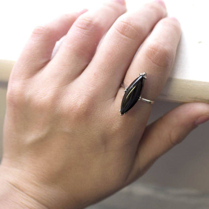Vintage Ring Real Onyx Ring Antique 18k White Gold Silver Silver Antique Womans Jewelry R1019 - Limited Stock - Never Worn