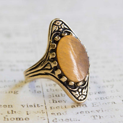 Vintage Ring Hand Painted Blue Rose Porcelain Stone and Austrian Crystals in an 18k Gold Plated Setting #R714-B Size 7 Only