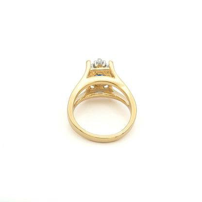Vintage Sapphire Ring Antique 18k Gold and Clear Swarovski Crystals September Birthstone #R1747 - Limited Stock - Never Worn