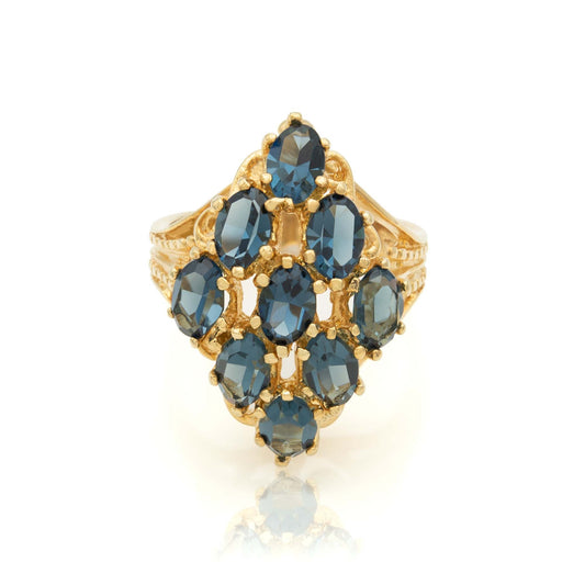 Vintage 18k HGE Gold Electroplated Cocktail Ring with Ruby Red Austrian Crystals #R284 jewelry image 1