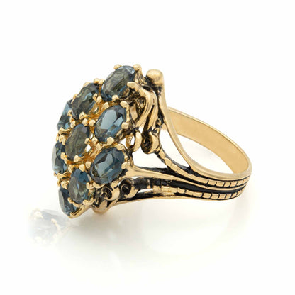 Vintage Ring Sapphire Austrian Crystal Cocktail Ring 18k Antique Gold  R284 - Limited Stock - Never Worn