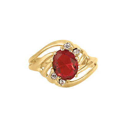 Vintage Ruby and Clear Swarovski Crystals 18k Yellow Gold Electroplated Band Made in USA #R1143