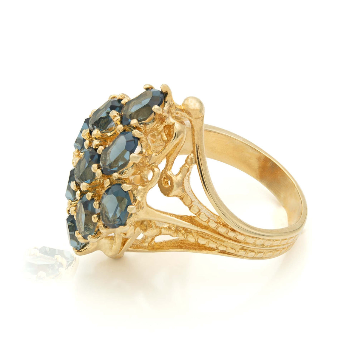 Vintage Ring Sapphire Austrian Crystal Cocktail Ring 18k Gold  R284 - Limited Stock - Never Worn