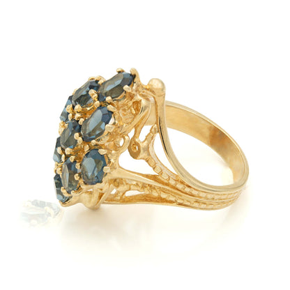 Vintage Ring Sapphire Austrian Crystal Cocktail Ring 18k Gold  R284 - Limited Stock - Never Worn