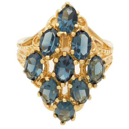 Vintage Ring Sapphire Austrian Crystal Cocktail Ring 18k Gold  R284 - Limited Stock - Never Worn