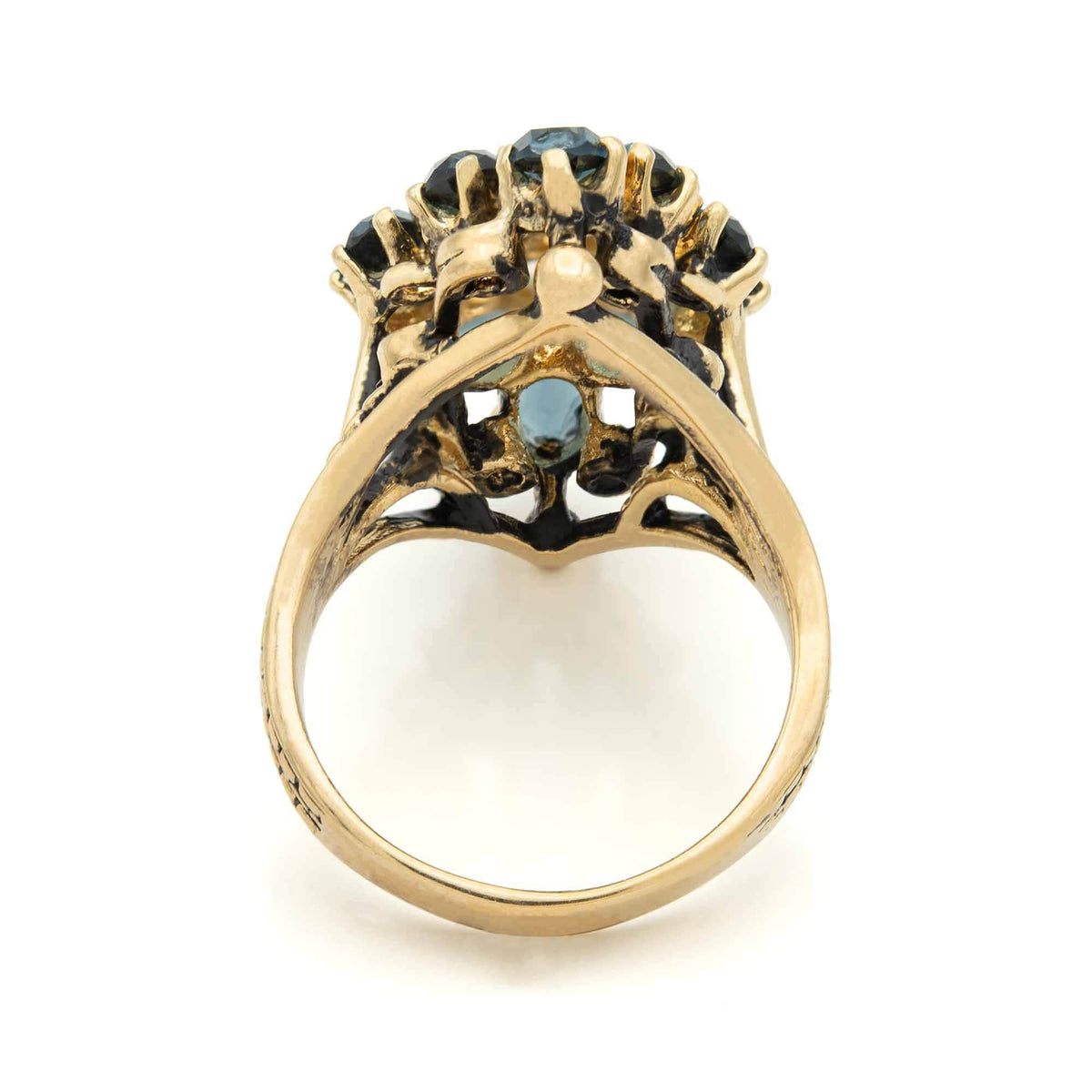 Vintage Ring Sapphire Austrian Crystal Cocktail Ring 18k Antique Gold  R284 - Limited Stock - Never Worn