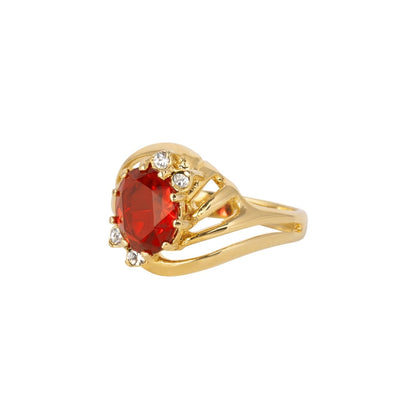 Vintage Ruby and Clear Swarovski Crystals 18k Yellow Gold Electroplated Band Made in USA #R1143