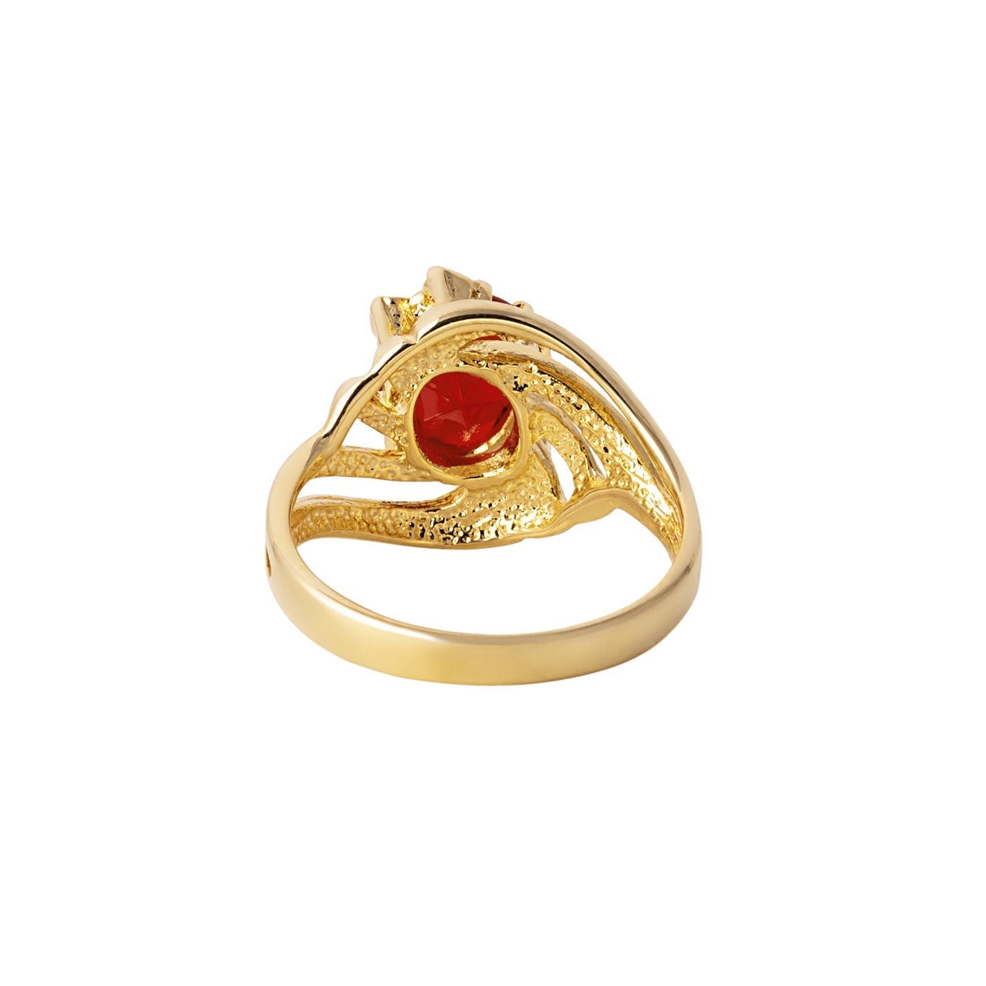 Vintage Ruby and Clear Swarovski Crystals 18k Yellow Gold Electroplated Band Made in USA #R1143