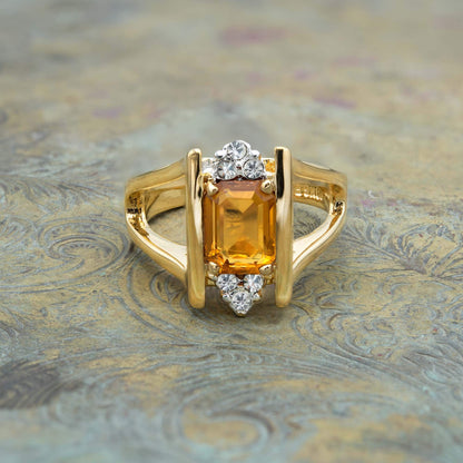 Vintage 1980s Light Topaz and Clear Swarovski Crystals 18k Gold Made in USA #R1747 - Limited Stock - Never Worn