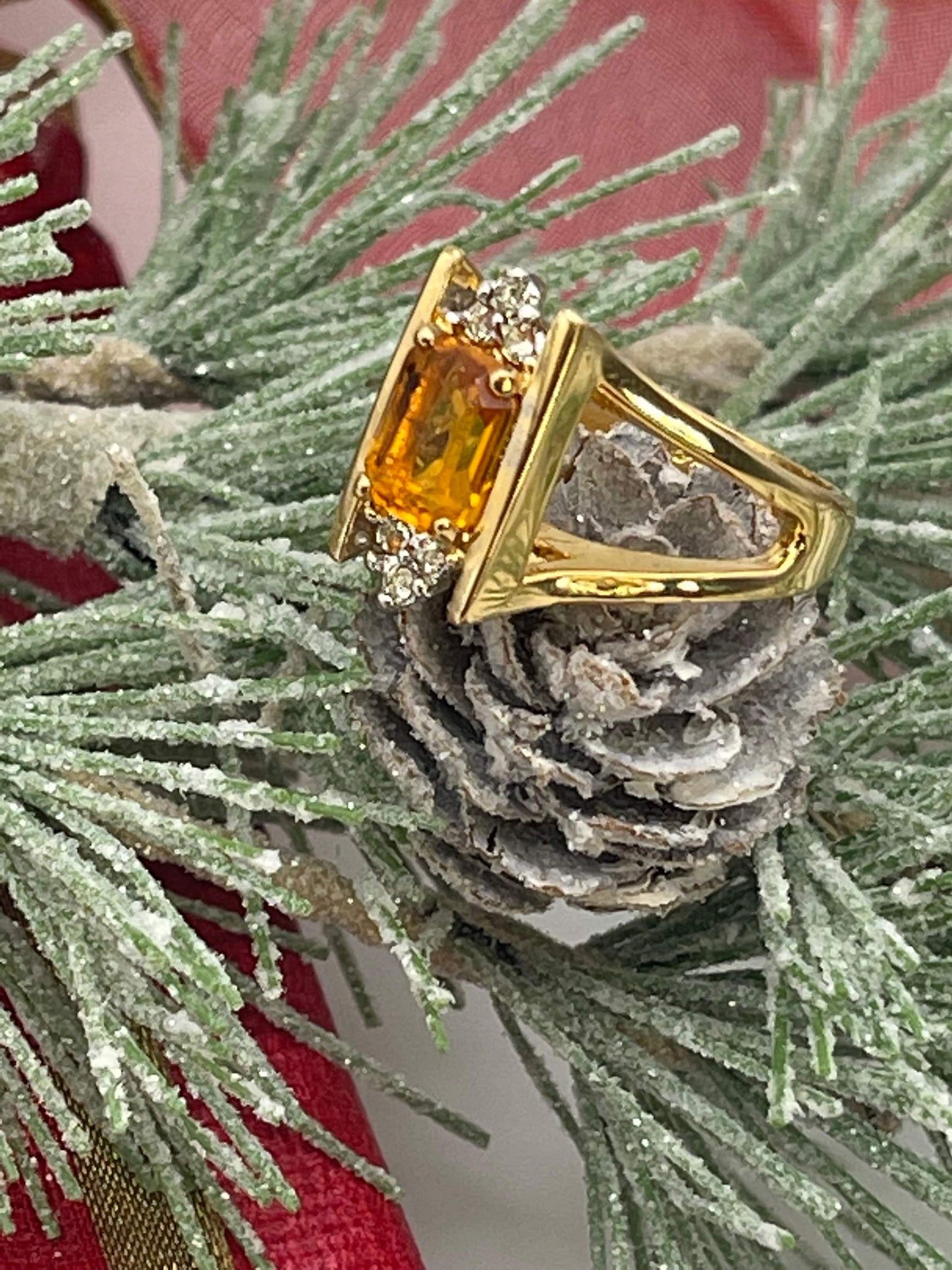 Vintage 1980s Smoky Topaz and Clear Swarovski Crystals 18k Gold Made in USA #R1747 - Limited Stock - Never Worn