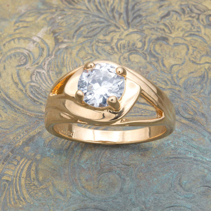 Vintage Ring 1.50 ct. Cubic Zirconia Solitaire Engagement Style Ring 18KT Gold Antique Womans Jewelry #R3428 - Limited Stock - Never Worn