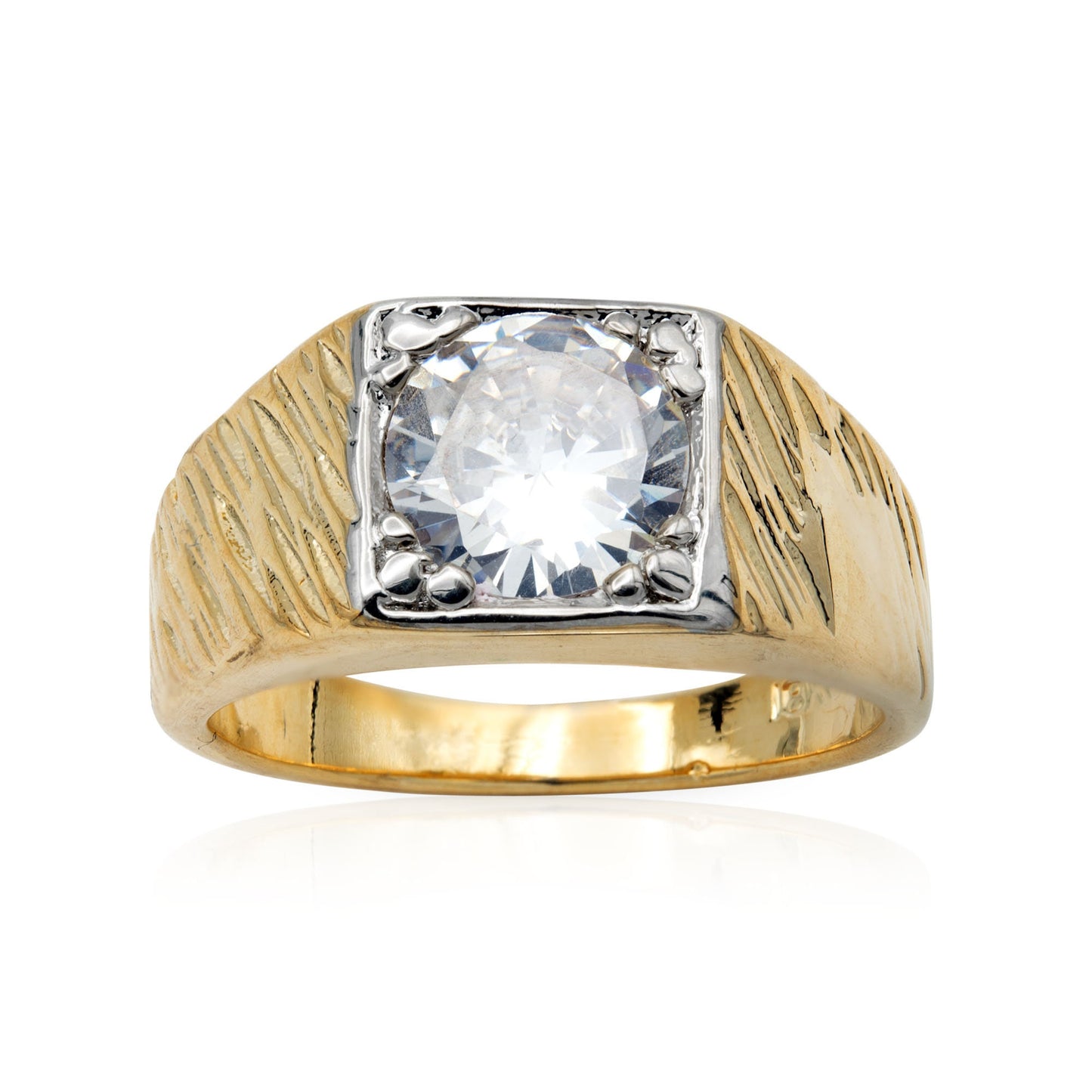 Vintage Ring Men's 2 ct. Cubic Zirconia 18K Gold Ring Unisex Antique Mens Ring Jewelry Handmade #R3398 - Limited Stock - Never Worn