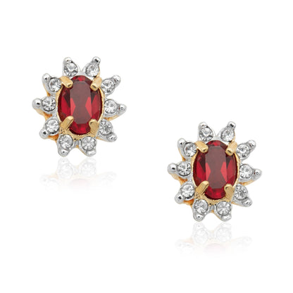Vintage Rubyand Clear Swarovski Crystal Post Earrings E1291 - Limited Stock - Never Worn
