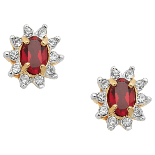 Vintage Rubyand Clear Swarovski Crystal Post Earrings E1291 - Limited Stock - Never Worn