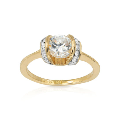 Vintage Ring Cubic Zirconia Solitaire Engagement Style Ring 18KT Gold #R3464 - Limited Stock - Never Worn