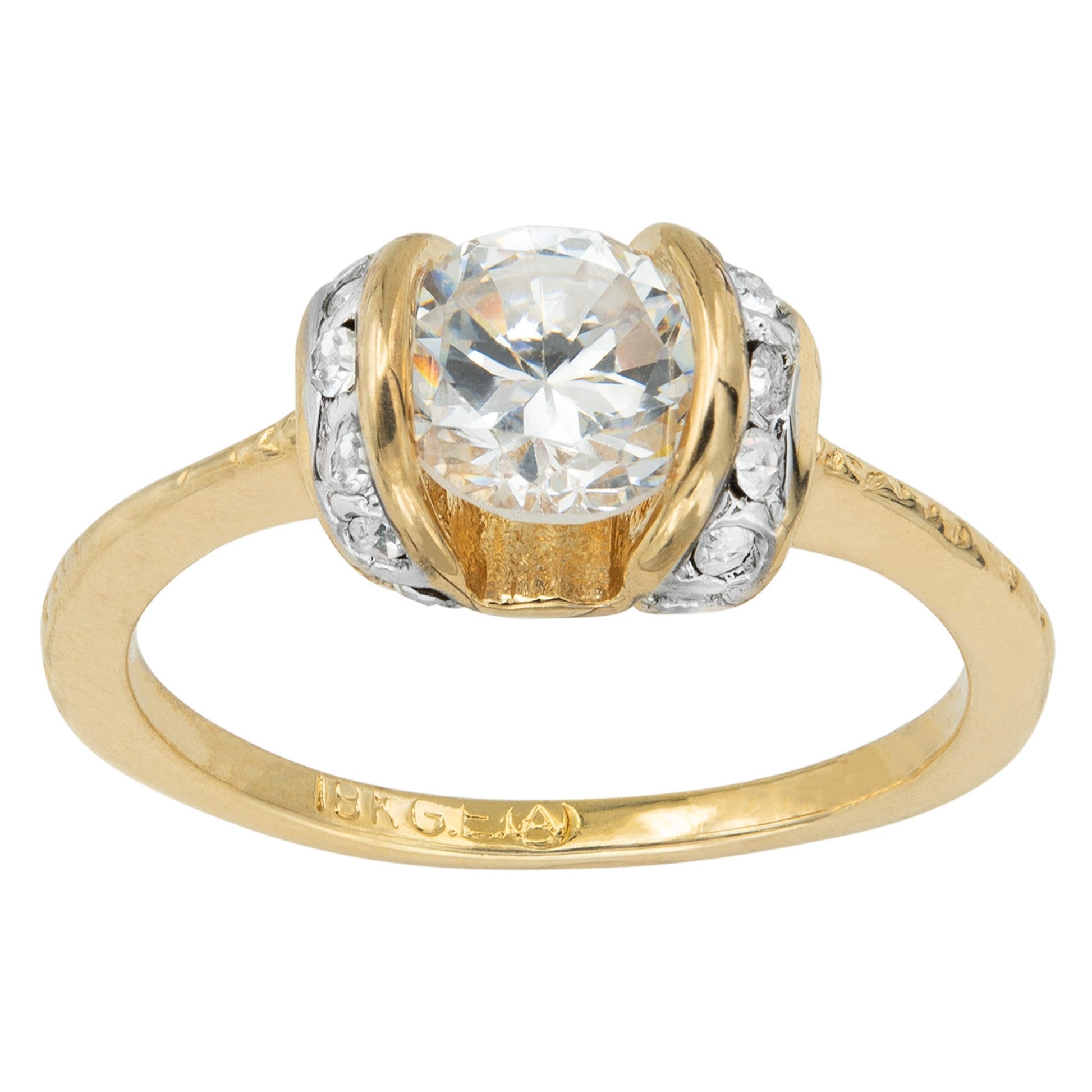 Vintage Ring Cubic Zirconia Solitaire Engagement Style Ring 18KT Gold #R3464 - Limited Stock - Never Worn