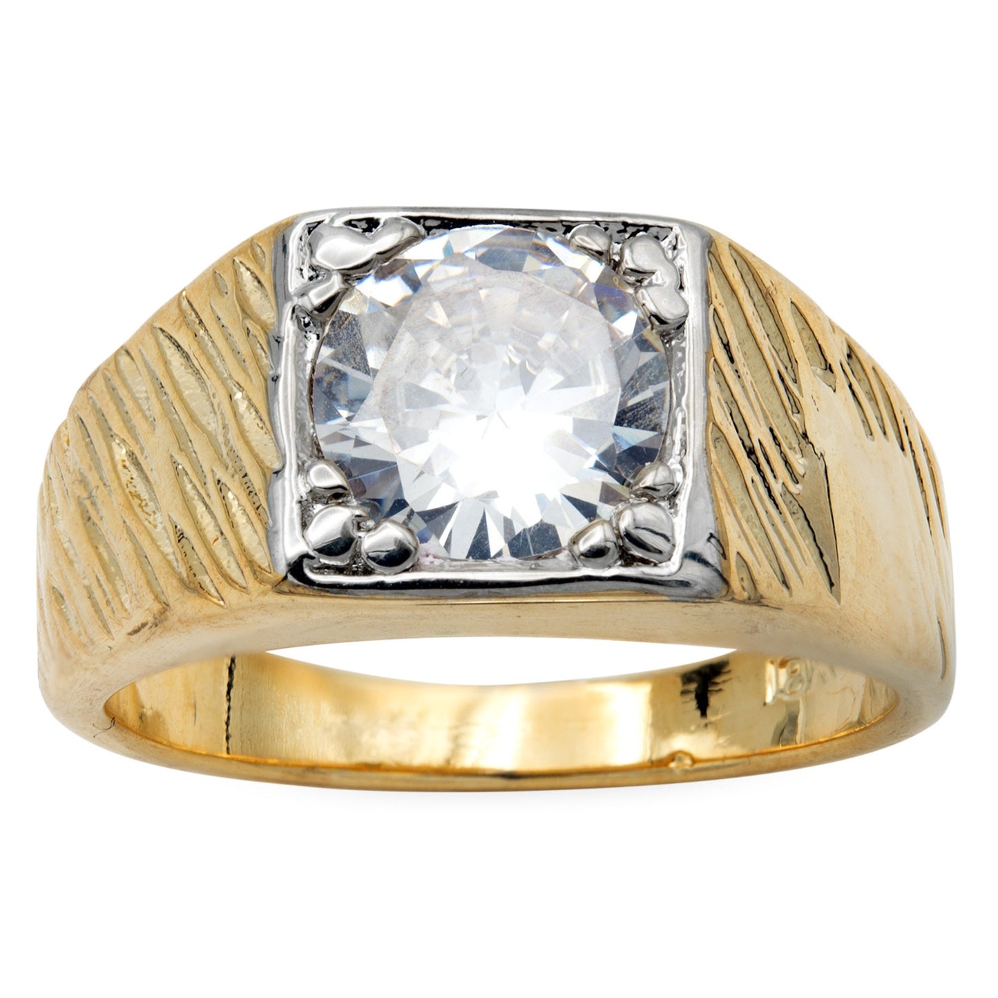Vintage Ring Men's 2 ct. Cubic Zirconia 18K Gold Ring Unisex Antique Mens Ring Jewelry Handmade #R3398 - Limited Stock - Never Worn