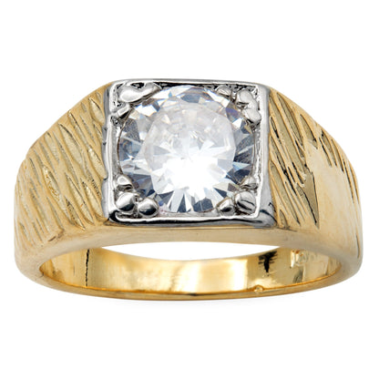 Vintage Ring Men's 2 ct. Cubic Zirconia 18K Gold Ring Unisex Antique Mens Ring Jewelry Handmade #R3398 - Limited Stock - Never Worn