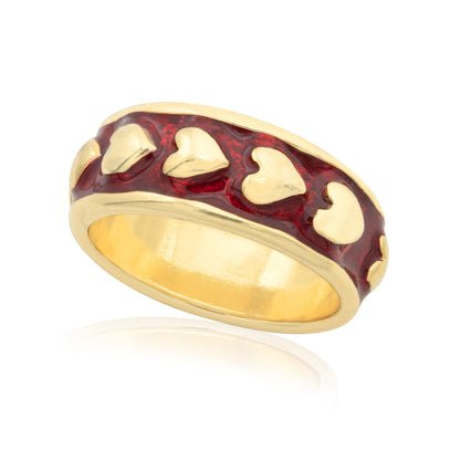 Vintage Ring 1980's Heart Band Ring 18k Yellow Gold Electroplated  R3717