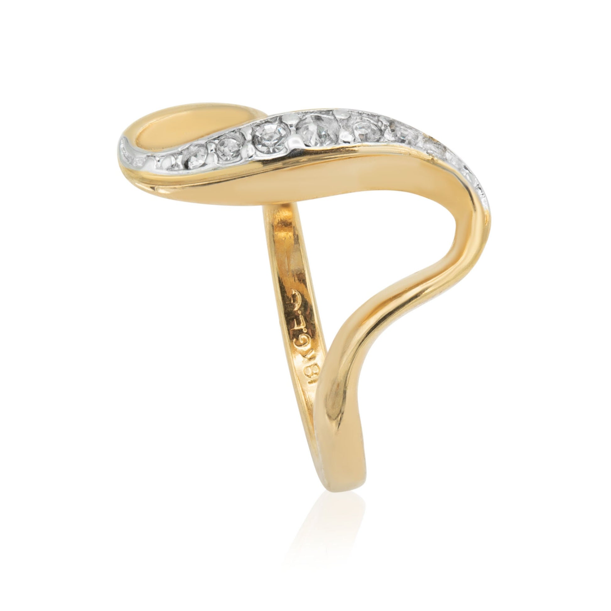 Vintage Ring 1980s Curved Layering Gold Ring Austrian Crystals Antique Womans Jewelry Midcentury Dainty #R4013 - Limited Stock - Never Worn
