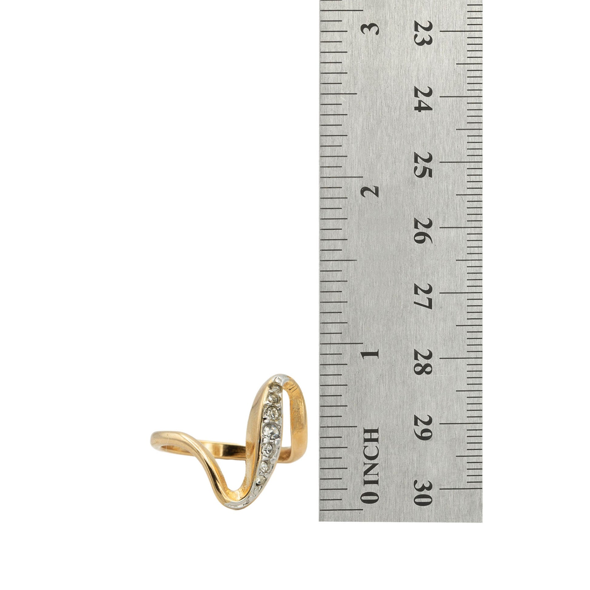 Vintage Ring 1980s Curved Layering Gold Ring Austrian Crystals Antique Womans Jewelry Midcentury Dainty #R4013 - Limited Stock - Never Worn