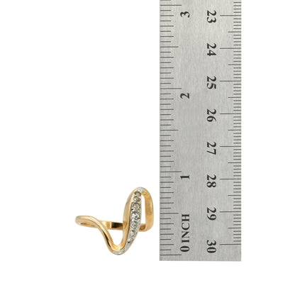 Vintage Ring 1980s Curved Layering Gold Ring Austrian Crystals Antique Womans Jewelry Midcentury Dainty #R4013 - Limited Stock - Never Worn