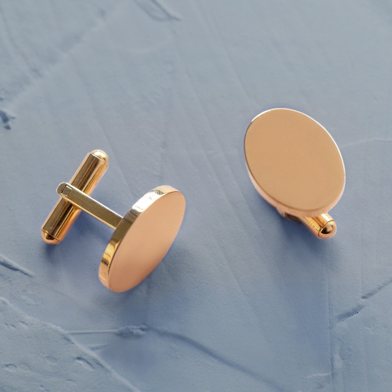 Engravable Gold Tone Stainless Steel Oval Cufflinks for Men jewelry image 1