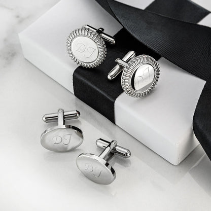 Engravable Cuff Links Cufflinks For Men Initials Dad Fathers Day Gift Suit Gold Silver Accessories Personalized Monogramed Steel Letter