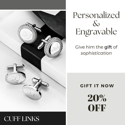 Engravable Cuff Links Cufflinks For Men Initials Dad Fathers Day Gift Suit Gold Silver Accessories Personalized Monogramed Steel Letter