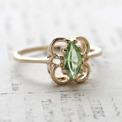 Vintage Ring Peridot Austrian Crystal Ring 18k Gold Antique Womans Handmade Jewelry Peridot Vintage Ring R586 - Limited Stock - Never Worn