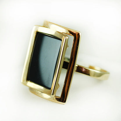 Vintage Ring Genuine Onyx Rectangle 18k Gold  #R327 - Limited Stock - Never Worn