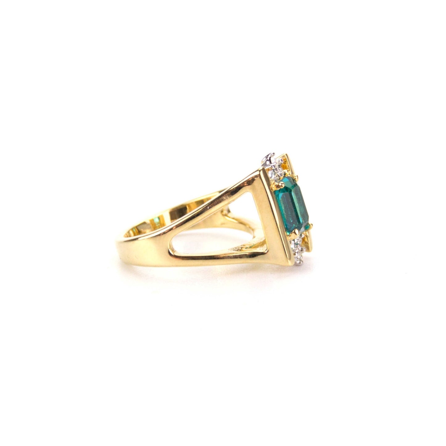 Vintage 1980s Zircon and Clear Swarovski Crystals 18k Gold December Birthstone Ring Antique Womans Jewelry #R1747