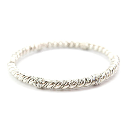 Vintage Oscar De La Renta Textured Antique Silver Tone Bangle Womans Designer Jewelry