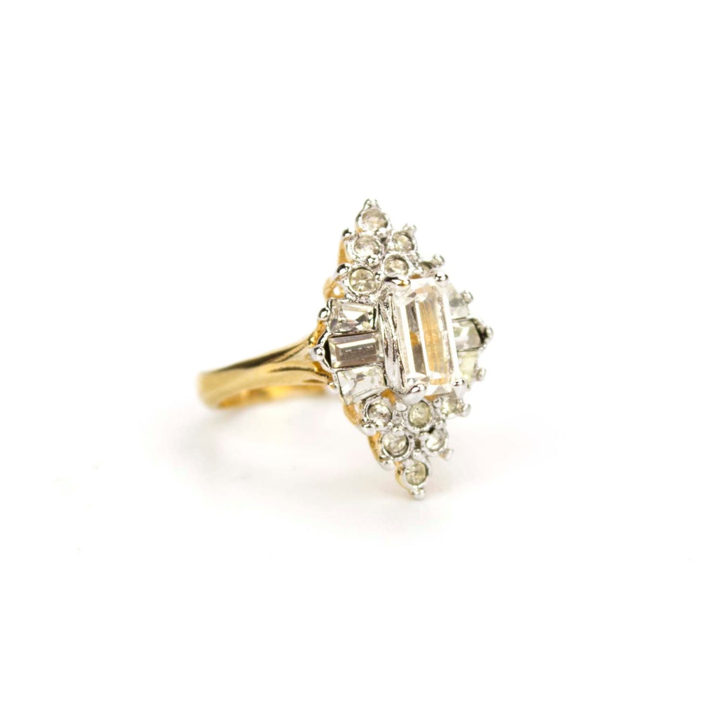 Vintage Ring Jewelry Clear Crystal Cocktail Ring 18k Gold Antique Handmade Engagement Women Jewlery R2001 - Limited Stock - Never Worn